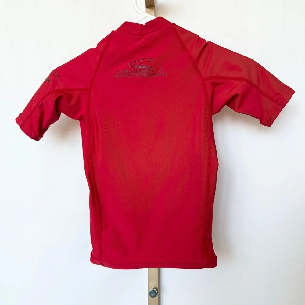 O'Neill Youth Rash Guard Shirt Red UPF 50+ Short Sleeve Size 10 Swimming Surf